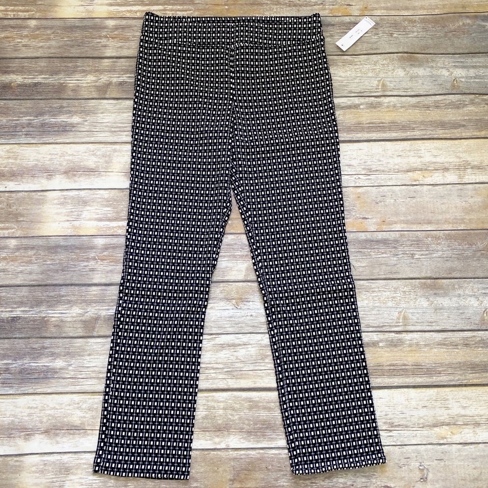 Margaret M Emer printed straight leg slimming pant black/white XL